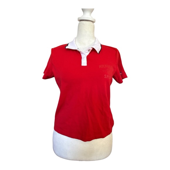 Tommy Hilfiger Tops - Tommy Hilfiger Women's Red Polo Shirt Cropped